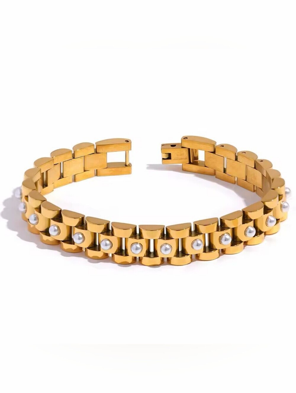 Gold Bracelet with Pearl Accents